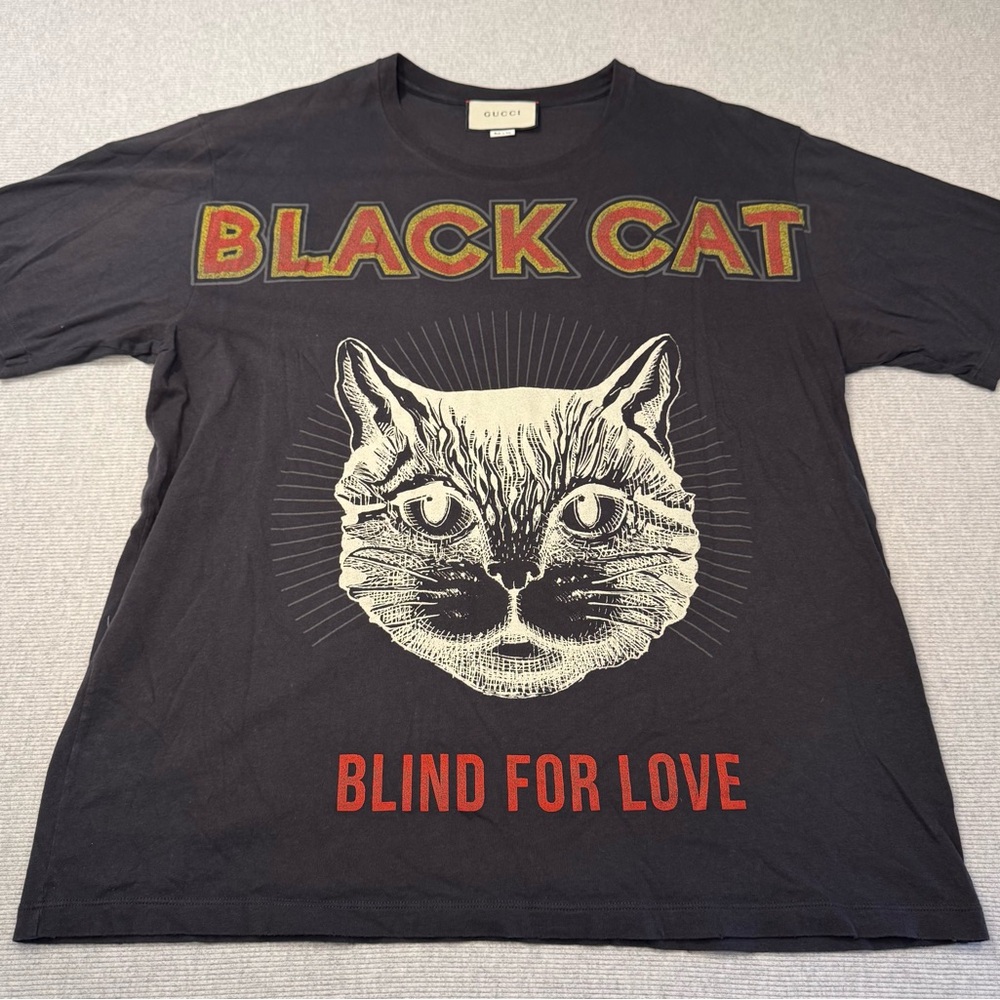 Gucci black cat tees shirt size XXL.